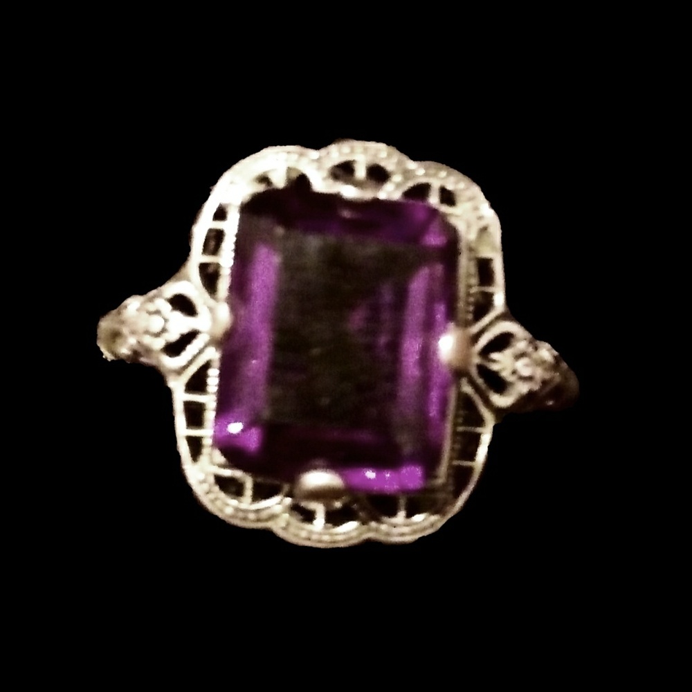 4 ctw. Emerald cut Estate Amethyst ring